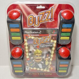 Buzz The Hollywood Quiz Bundle (Sony PlayStation 2, 2008) NEW w/ 4 Buzzers